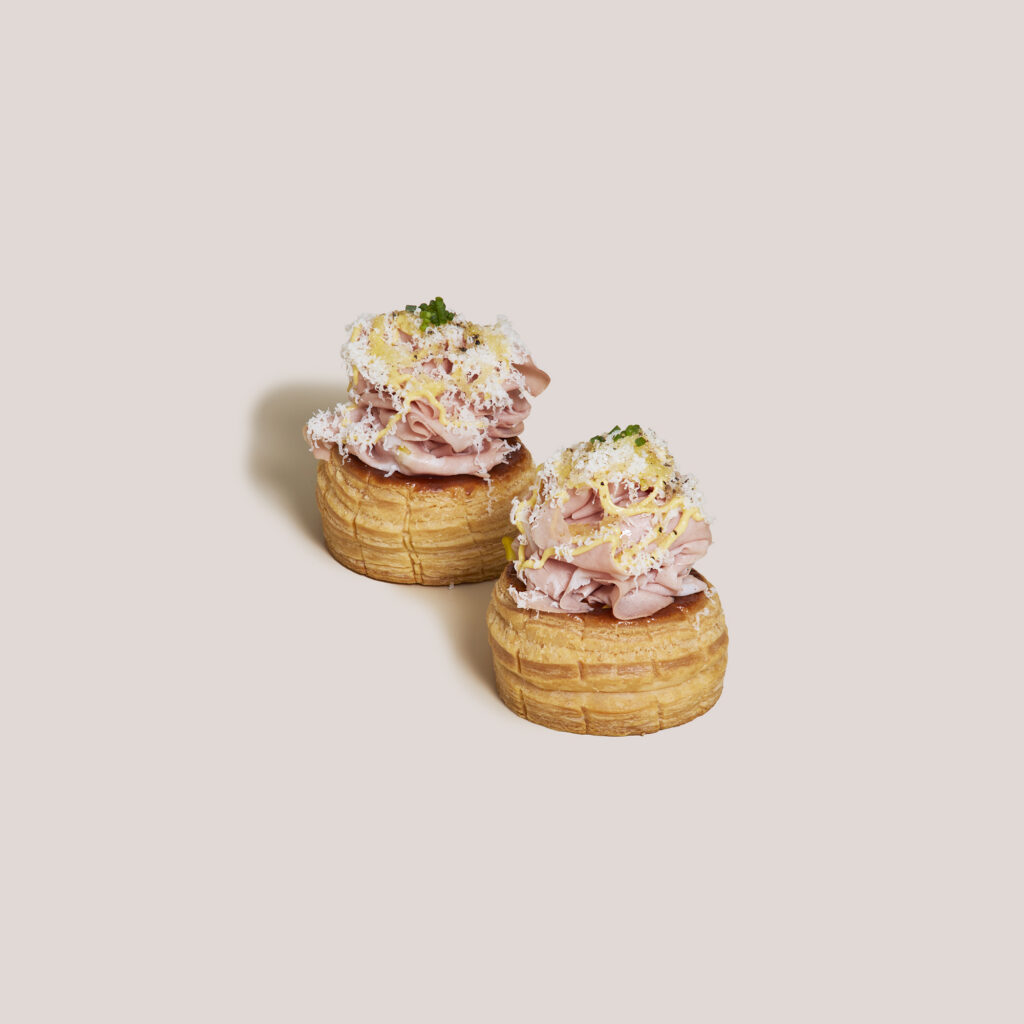 "Vol-au-vent" de mortadela de Bolonya i mostassa