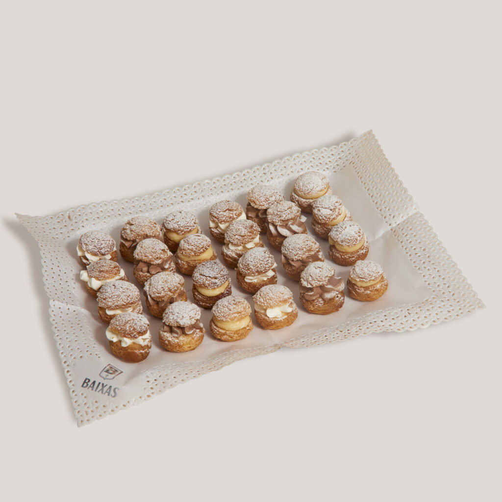 Safata profiterols de nata, trufa, crema o variada